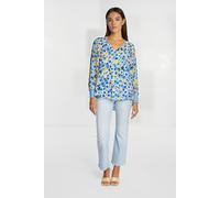 Rich & Royal Printed V-neck Blouse Arctic Blue Taglia: 38 | Magliette intime Outlet | Donna | Blu