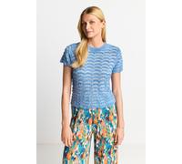 Rich & Royal Short Sleeved Crew Neck With Zig Zag Yarn Cruise Blue Taglia: XL | Magliette intime Outlet | Donna | Blu