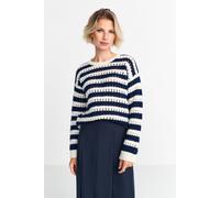 Rich & Royal Striped Ajour Crew Neck Midnight Blue Taglia: L | Maglioni a maglia Outlet | Donna | Blu