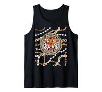 Rich Wild Tiger with Printed Gold Chains & Diamonds Style Canotta