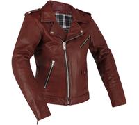 Richa Brighton Giacca in pelle da moto da donna, Rosso Borgogna, Taglia 40