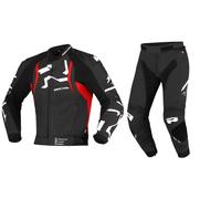 Richa Stradale 2PC Nero/Rosso Ducati Moto Pelle Aa Giacca/Pantaloni Set