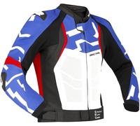 Richa Stradale giacca in pelle da moto traforata, nero-bianco-rosso-blu, taglia 50 per maschi