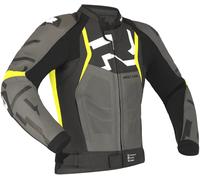 Richa Stradale giacca in pelle da moto traforata, nero-grigio-giallo, taglia 54 per maschi