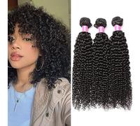 RICHAIR Fasci di Capelli Umani, Fasci di Capelli Ricci Ondulati 3, 16 Pollici, Human Hair Bundles, Fasci di Capelli Ricci Brasiliani, Capelli Umani Vergini Brasiliani, 50g/pacco (Totale 150g)