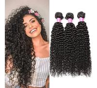 RICHAIR Fasci di Capelli Umani, Fasci di Capelli Ricci Ondulati 3, 24 Pollici, Human Hair Bundles, Fasci di Capelli Ricci Brasiliani, Capelli Umani Vergini Brasiliani, 50g/pacco (Totale 150g)