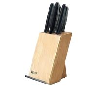 RICHARDSON SHEFFIELD - 5 coltelli da cucina in blocco di legno naturale con supporto per mensole - Advantage - Acciaio 13 C - Finitura Raso - Acciaio inossidabile