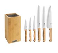 RICHARDSON SHEFFIELD Artisan Ceppo con 6 Coltelli Cucina, 26x15.5cm, Nero | Blocco con 6 coltelli da cucina, acciaio inox 13 °C, finitura satinata, 26 x 15,5 cm, legno chiaro
