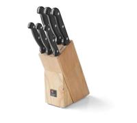 Richardson Sheffield Artisan Ceppo con 6 Coltelli Cucina, 26x15.5cm, Nero | Blocco con 6 coltelli da cucina, Artisan, acciaio inox 13/C AISI 42, finitura lucida, nero e legno