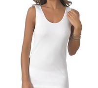 RICHBELL 3 Pezzi Canotta Intima Donna Spalla Larga Raso 100% Jersey Caldo Cotone, Colore Bianco, Taglie dalla S alla XXXL (L)