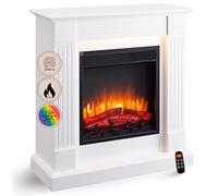 Richen camino elettrico EF223A-MT223A, camino da parete elettrico (2000 W, illuminazione a LED, effetto fiamma 3D, telecomando) Bianco