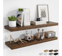 RICHFOCUS Mensole galleggianti da parete da 101 cm, confezione da 2 mensole per camera da letto, cucina, bagno, mensola sospesa in legno rustico con staffe invisibili per libri, stoccaggio