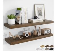 RICHFOCUS Mensole galleggianti da parete da 101 cm, confezione da 2 mensole per camera da letto, cucina, bagno, mensola sospesa in legno rustico con staffe invisibili per libri, stoccaggio