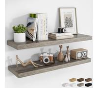 RICHFOCUS Mensole galleggianti da parete da 101 cm, confezione da 2 mensole per camera da letto, cucina, bagno, mensola sospesa in legno rustico con staffe invisibili per libri, stoccaggio