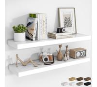 RICHFOCUS Mensole galleggianti da parete da 101 cm, confezione da 2 mensole per camera da letto, cucina, bagno, mensola sospesa in legno rustico con staffe invisibili per libri, stoccaggio