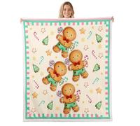 richhome Coperta in pile per bambini, motivo omino di pan di zenzero, 76 x 101 cm, con fiocco di neve, in peluche, pelosa, decorazione per camera da letto, divano, sedia, soggiorno, in microfibra