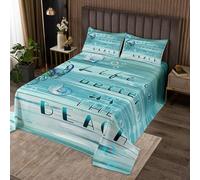 richhome Copriletto a forma di granchio, set di copriletto da spiaggia per letto matrimoniale, per bambini, ragazzi e ragazze, in legno, decorazione per la casa, estate hawaiana marina oceano marino