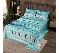 richhome Copriletto balena, set copriletto da spiaggia costiera, misura singola, per bambini, ragazzi e ragazze, casa colonica in legno, decorazione per la casa, estate hawaiana marina oceano marino