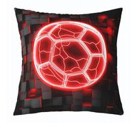richhome Federa decorativa rossa e nera per bambini, 40 x 40 cm, morbida, per sport di rugby, interni ed esterni, decorazione per la stanza, federa per cuscino da calcio