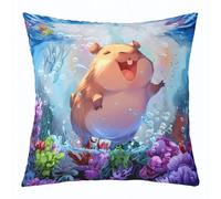 richhome Federa per cuscino a forma di porcellino d'India, 50 x 50 cm, 1 pezzo, per divano, letto, sedia, auto, creature marine, camera da letto, decorazione per la casa, motivo oceano marino marino
