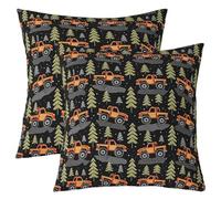 richhome Federa per cuscino con camion dei cartoni animati, 60 x 60 cm, 1 pezzo, per bambini e ragazzi, motivo: albero del bosco, decorazione per la casa