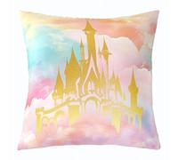 richhome Federa per cuscino con castello dei cartoni animati, 40 x 40 cm, 1 pezzo, motivo: casa delle principesse, colorata, per bambini e ragazzi, decorazione per la casa