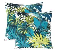 richhome Federa per cuscino con foglie di palma, 40 x 40 cm, 1 pezzo, per bambini, motivo foglie tropicali, per ragazzi e ragazze, estivo, stile bohémien, rami botanici, natura, decorazione per la