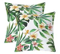 richhome Federa per cuscino con foglie di palma, 50 x 50 cm, 1 pezzo, motivo con foglie tropicali e fiori, per ragazzi e ragazze, motivo estivo con rami di albero, decorazione per la casa