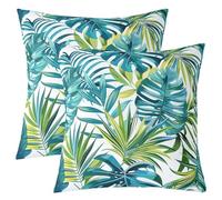 richhome Federa per cuscino con foglie di palma, 50 x 50 cm, 1 pezzo, motivo foglie tropicali, per ragazzi e ragazze, motivo estivo con rami di albero, tema natura, verde, foglia di tè, decorazione
