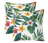 richhome Federa per cuscino con foglie di palma, 50 x 50 cm, 1 pezzo, per bambini, motivo foglie tropicali, per ragazzi e ragazze, con rami di albero estivi, tema natura, fiori, decorazione per la