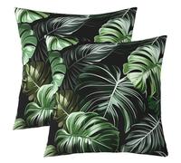 richhome Federa per cuscino con foglie di palma verde, 50 x 50 cm, 1 pezzo, motivo foglie tropicali, per ragazzi e ragazze, motivo estivo con rami di albero, decorazione per la casa