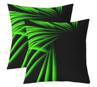 richhome Federa per cuscino con motivo astratto a righe ombre, 45 x 45 cm, 1 pezzo, verde e nero, per ragazzi, uomini, adulti, adolescenti, lussuose, semplici, moderne, geometriche, decorazione per la