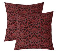 richhome Federa per cuscino damascata rossa, 55 x 55 cm, morbida, per ragazze, ragazzi, bambini, falena della morte, decorazione gotica, decorazione per la stanza, vintage, floreale, jacquard