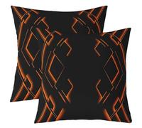 richhome Federa per cuscino nera e arancione, 55 x 55 cm, 1 pezzo, motivo astratto, ombre, per ragazzi, uomini, adulti, adolescenti, lussuose, semplici, moderne, geometriche, decorazione artistica per
