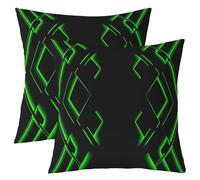 richhome Federa per cuscino nera e verde, 50 x 50 cm, 1 pezzo, motivo astratto, ombre, per ragazzi, uomini, adulti, adolescenti, lussuose, semplici, moderne, geometriche, decorazione artistica per la