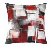 richhome Federa per cuscino rossa, 50 x 50 cm, morbida, astratta, per interni ed esterni, per bambini, adolescenti, adulti, decorazione geometrica, decorazione per la stanza