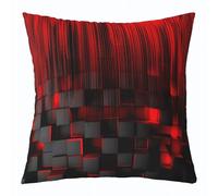 richhome Federa per cuscino rossa e nera, 55 x 55 cm, geometria per bambini, per interni ed esterni, a nido d'ape, decorazione per la stanza
