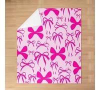 richhome Graziosa coperta in pile con fiocco per letto, divano, sedia, regina, 228 x 228 cm, rosa acceso, coperta di flanella con fiocco per ragazze, morbida e leggera, decorazione da principessa