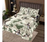 richhome Kaki Mallard Duck Coverlet Set singolo per bambini Anatre Selvatiche Caccia Copriletto Trapuntato per Ragazzi Ragazze Adolescenti Camouflage Camo Stile Militare Caccia Animali Selvaggi