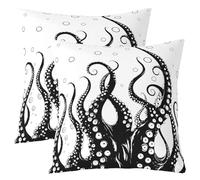 richhome KidOcean Kraken - Set di 1 federa per cuscino reversibile, 60 x 60 cm, motivo: tentacoli di polipo, per ragazzi e ragazze, per divano, letto, animali marini