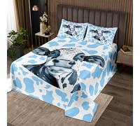 richhome Mucca Coverlet Set Taglia Singola Ragazzi Ragazze Latte Mucca Copriletto Per Bambini Western Animal Coverlet Fattoria Nero Blu Camera Decor