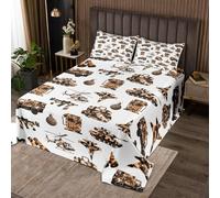 richhome Set copriletto a tema carro armato di guerra, king size, per bambini, motivo mimetico, per ragazzi e ragazze, equipaggiamento militare militare, trapuntato, traspirante, marrone, decorazione