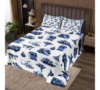 richhome Set copriletto a tema carro armato di guerra, king size, per bambini, motivo mimetico, per ragazzi, ragazze, adolescenti, attrezzature militari, copriletto trapuntato, traspirante, blu
