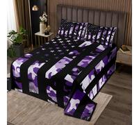 richhome Set copriletto con bandiera per bambini king size viola mimetico copriletto per ragazzi ragazze adolescenti decorazione della stanza mimetico stile militare vintage astratto dirompente