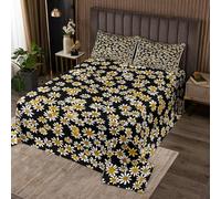 richhome Set copriletto damascato con margherite gialle per ragazze e ragazzi per letto singolo con stampa floreale botanica trapuntata decorazione per la camera da letto jacquard fiore vintage