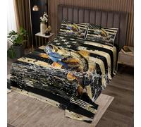 richhome Set copriletto per bambini con bandiera per pesca e caccia, per ragazzi, ragazze, adolescenti, natura, animali marini, animali marini, trapuntato, decorazione per la stanza
