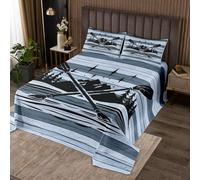richhome Set copriletto trapuntato con scritta "Welcome to The Lake", per bambini, per ragazzi, ragazze, adolescenti, casa sul lago, attività all'aperto, stile vintage, albero, blu, decorazione per la