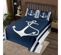 richhome Set copriletto trapuntato per bambini, ragazzi e ragazze, motivo oceano, per letto king size, motivo: pirati, mare, avventura, marina, marina, decorazione per la camera