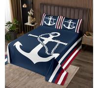richhome Set copriletto trapuntato per bambini, ragazzi e ragazze, motivo oceano, per letto king size, motivo: pirati, mare, avventura, marina, marina, decorazione per la camera