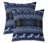 richhome Set di 1 federa per cuscino bohémien, 45 x 45 cm, per bambini, nativi aztechi del sud-ovest, per ragazzi, ragazze, adolescenti, nativi americani del sud-ovest, colore: blu scuro